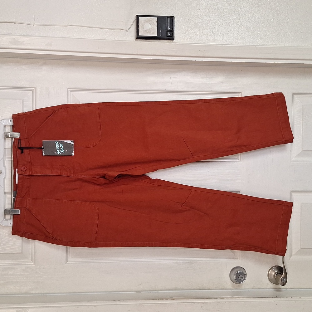 Studio Blue Relaxed Utility Pocket Pants In Copper Coin Orange Size 30 NWT